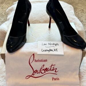 Christian Louboutin Black Patent 85mm Pumps size 38.5